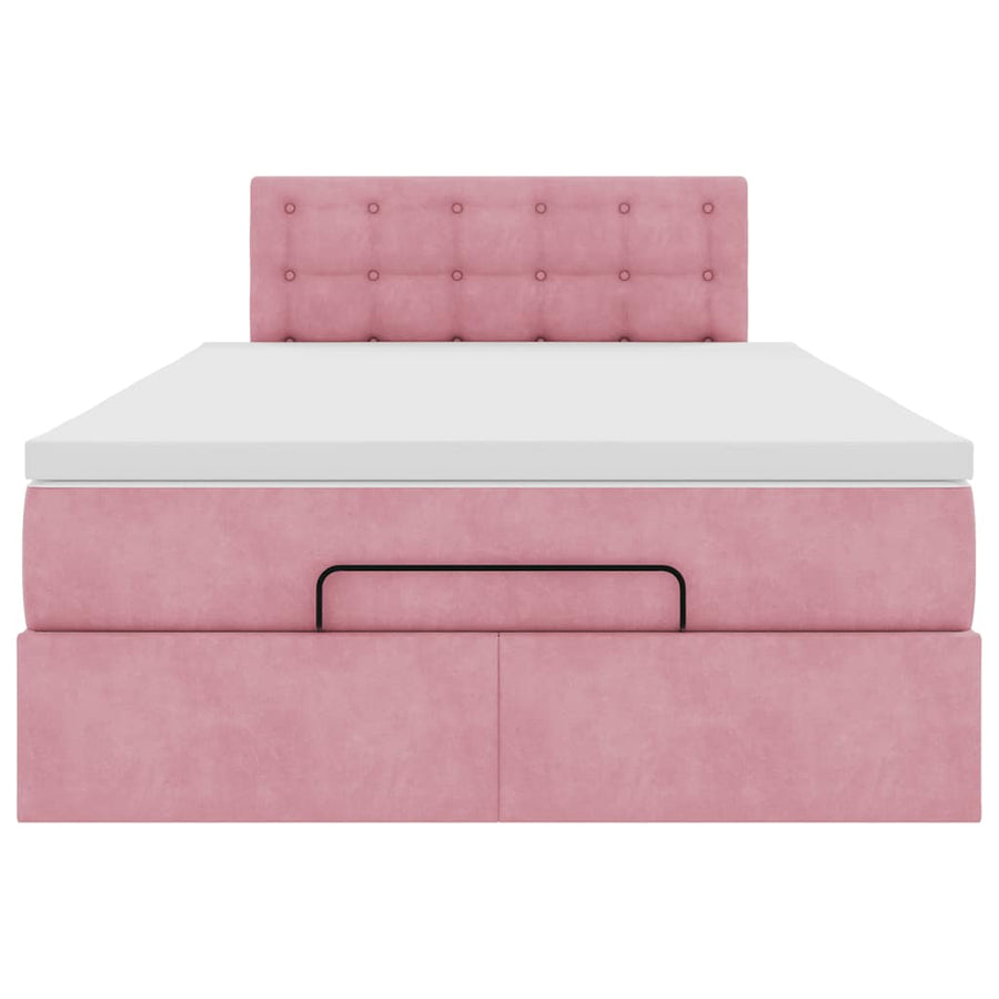 Ottoman bed met matras en LED's 120x200cm fluweel roze