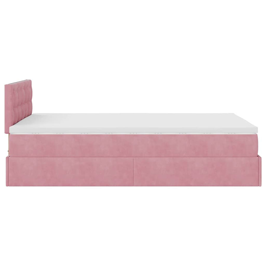 Ottoman bed met matras en LED's 120x200cm fluweel roze