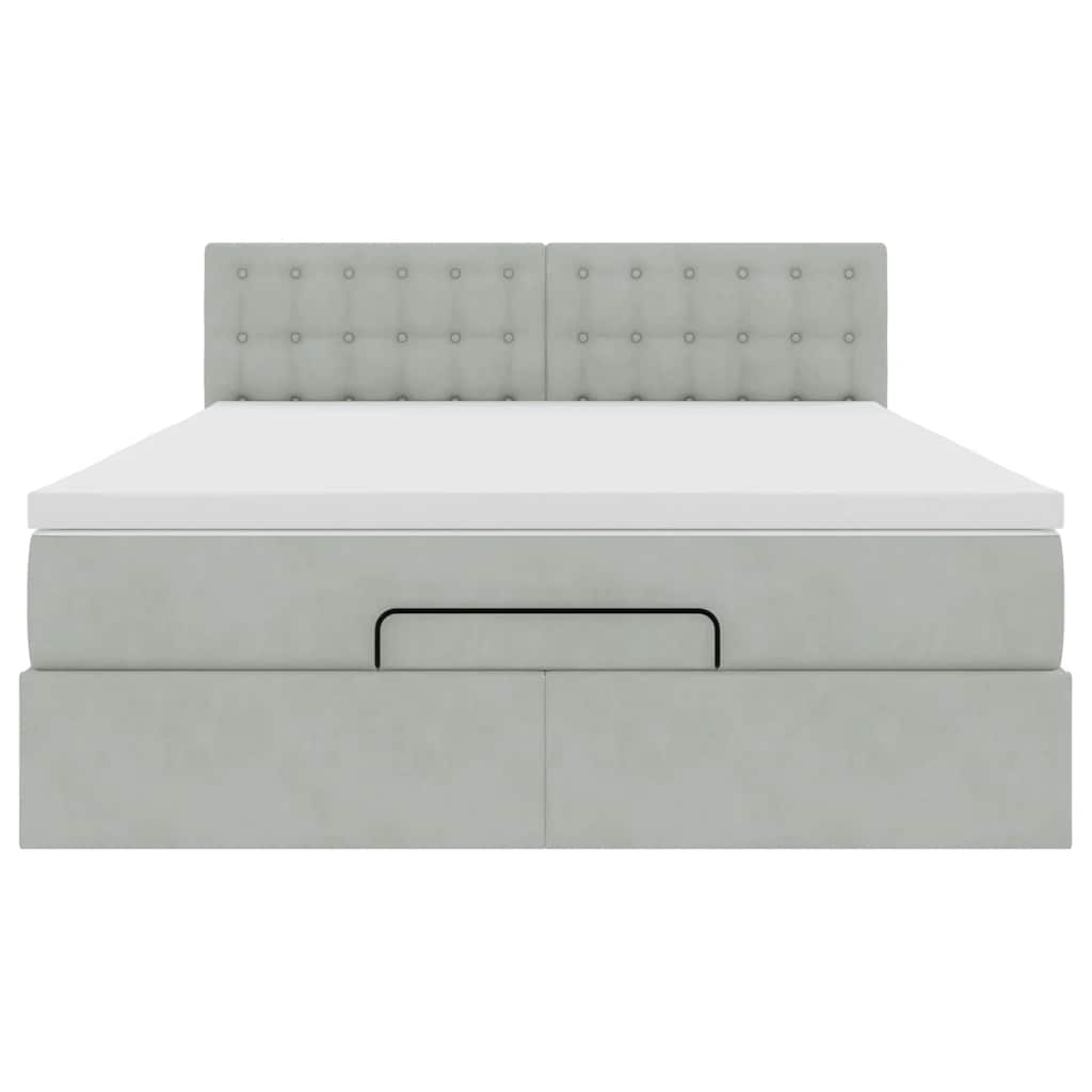 Ottoman bed met matras en LED's 140x190cm fluweel lichtgrijs