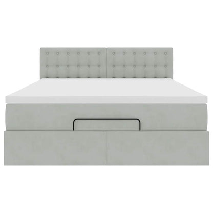 Ottoman bed met matras en LED's 140x190cm fluweel lichtgrijs