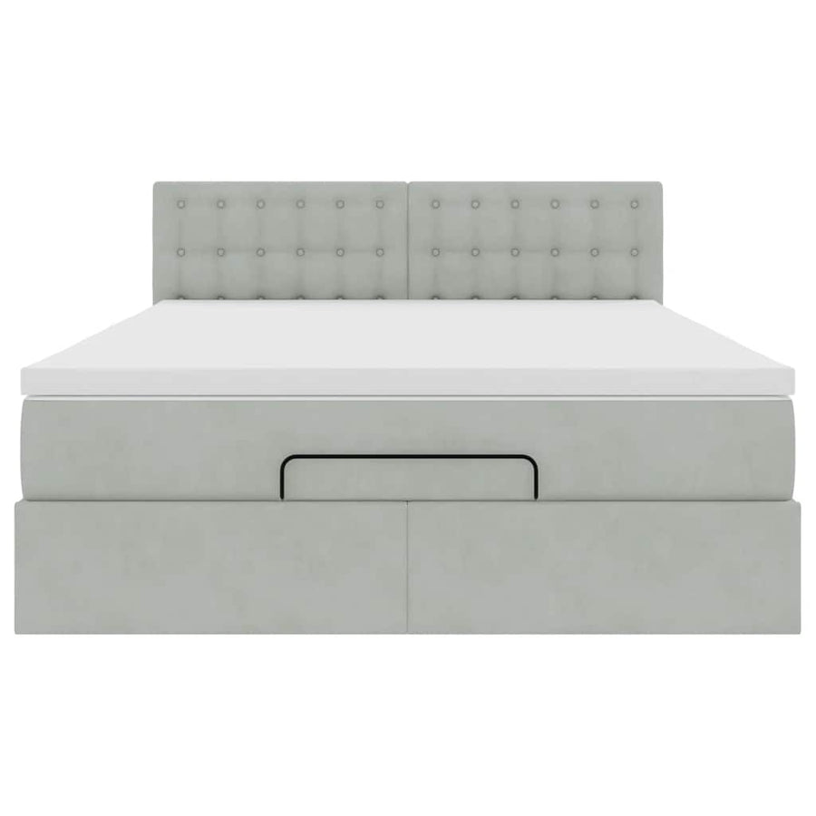 Ottoman bed met matras en LED's 140x190cm fluweel lichtgrijs