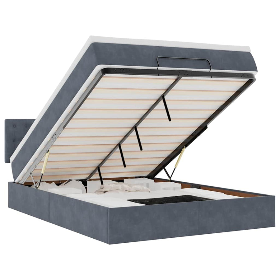 Ottoman bed met matras en LED's 140x190cm fluweel donkergrijs