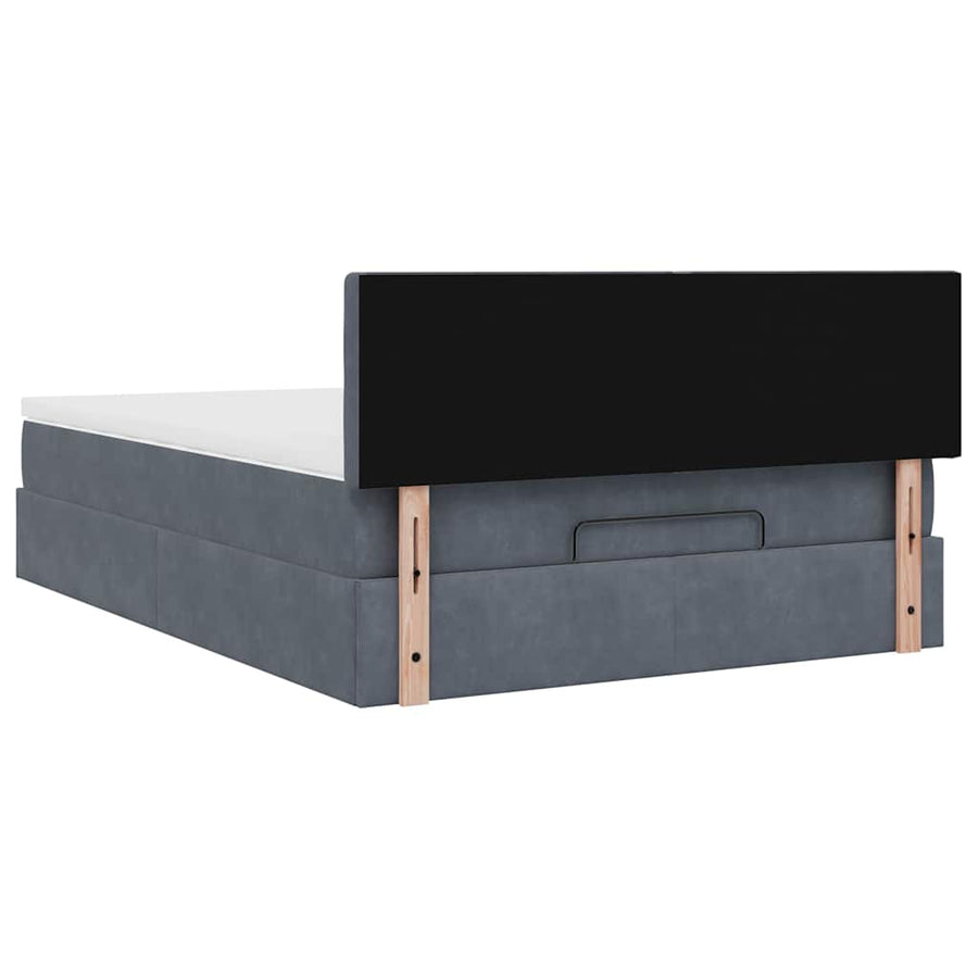 Ottoman bed met matras en LED's 140x190cm fluweel donkergrijs