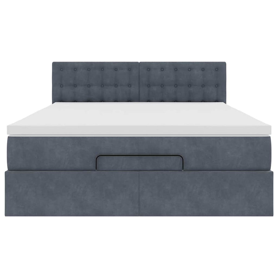 Ottoman bed met matras en LED's 140x190cm fluweel donkergrijs