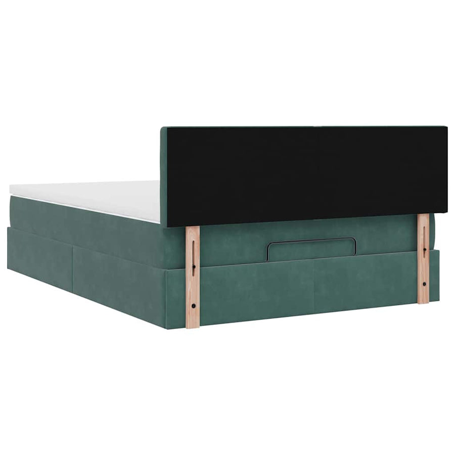 Ottoman bed met matras en LED's 140x190cm fluweel donkergroen