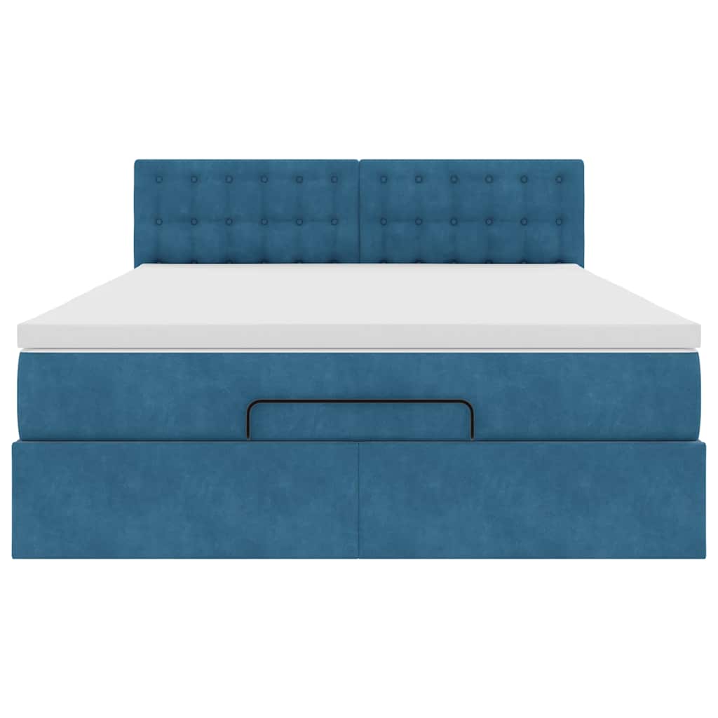 Ottoman bed met matras en LED's 140x190cm fluweel donkerblauw