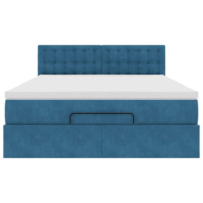 Ottoman bed met matras en LED's 140x190cm fluweel donkerblauw
