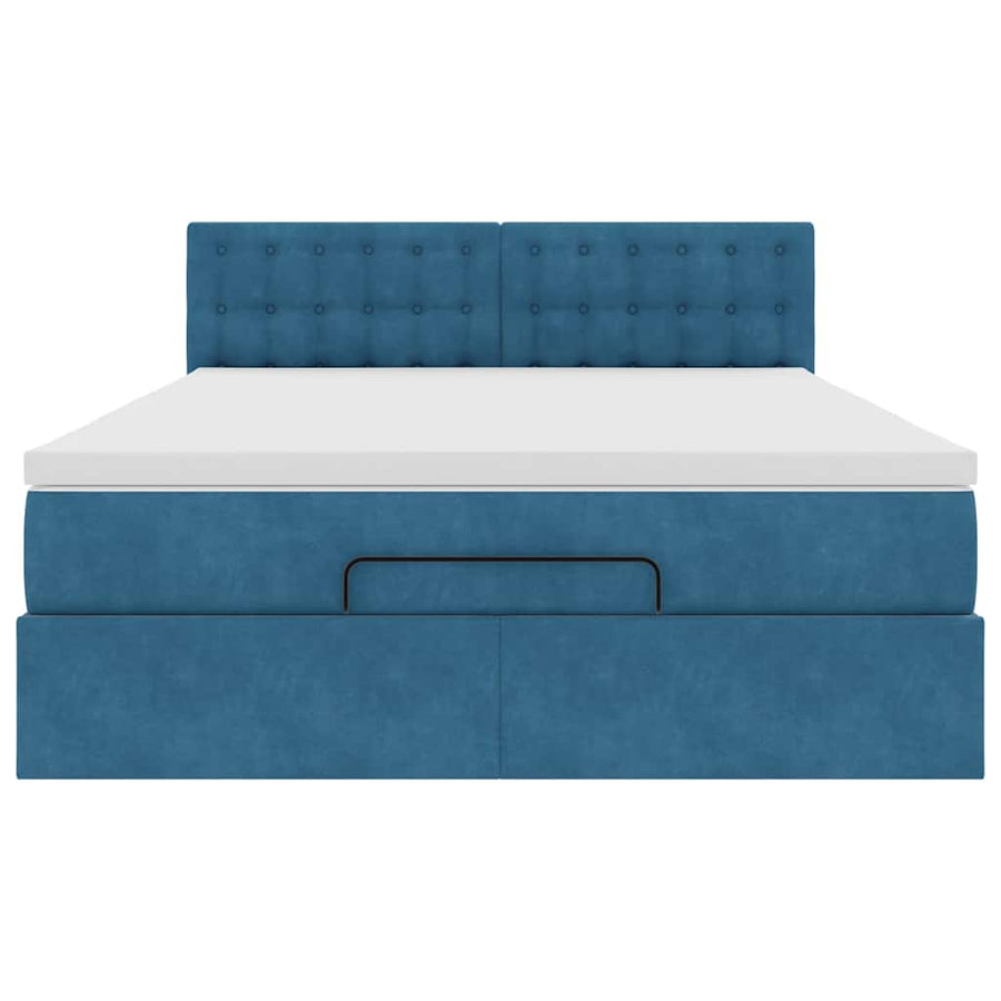 Ottoman bed met matras en LED's 140x190cm fluweel donkerblauw