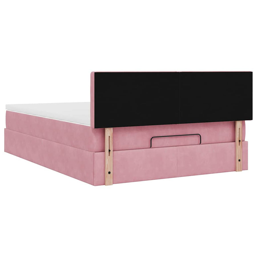 Ottoman bed met matras en LED's 140x190cm fluweel roze