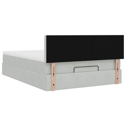 Ottoman bed met matras en LED's 140x200cm fluweel lichtgrijs