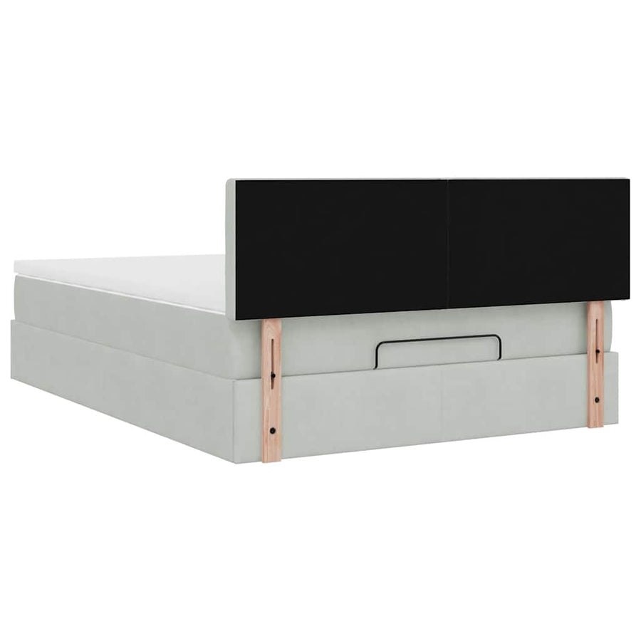 Ottoman bed met matras en LED's 140x200cm fluweel lichtgrijs