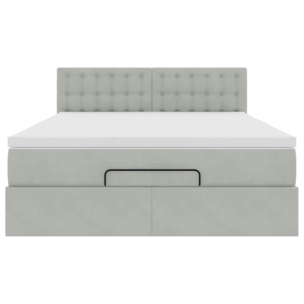 Ottoman bed met matras en LED's 140x200cm fluweel lichtgrijs