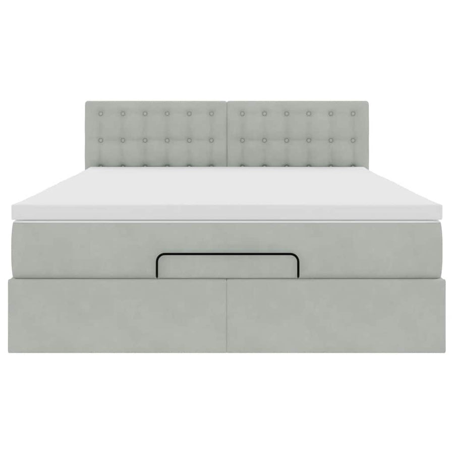 Ottoman bed met matras en LED's 140x200cm fluweel lichtgrijs