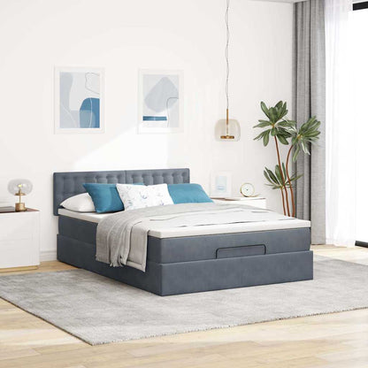 Ottoman bed met matras en LED's 140x200cm fluweel donkergrijs