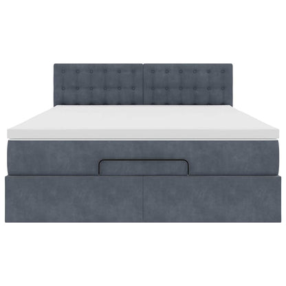 Ottoman bed met matras en LED's 140x200cm fluweel donkergrijs