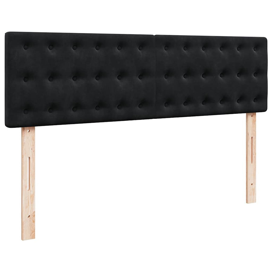 Ottoman Bed Met Matras En Led's 140X200Cm Fluweel 140 x 200 cm Zwart