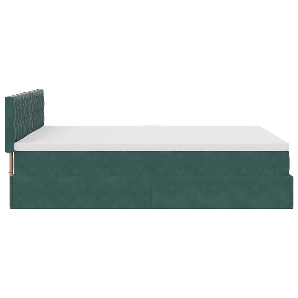 Ottoman bed met matras en LED's 140x200cm fluweel donkergroen