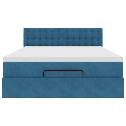 Ottoman bed met matras en LED's 140x200cm fluweel donkerblauw