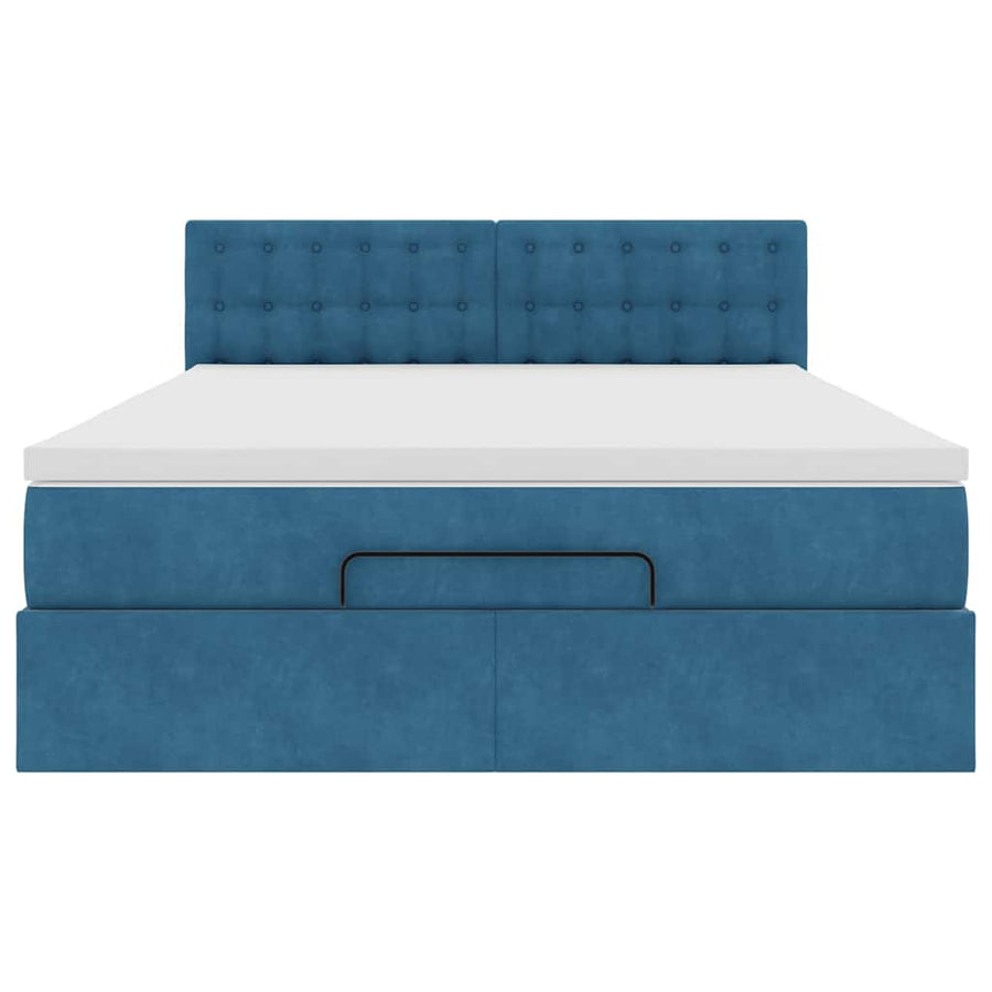 Ottoman bed met matras en LED's 140x200cm fluweel donkerblauw