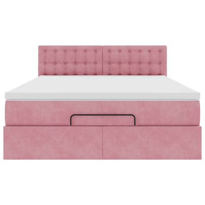 Ottoman bed met matras en LED's 140x200cm fluweel roze