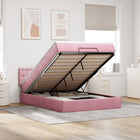 Ottoman bed 140x200 cm roze fluweel met matras en LED