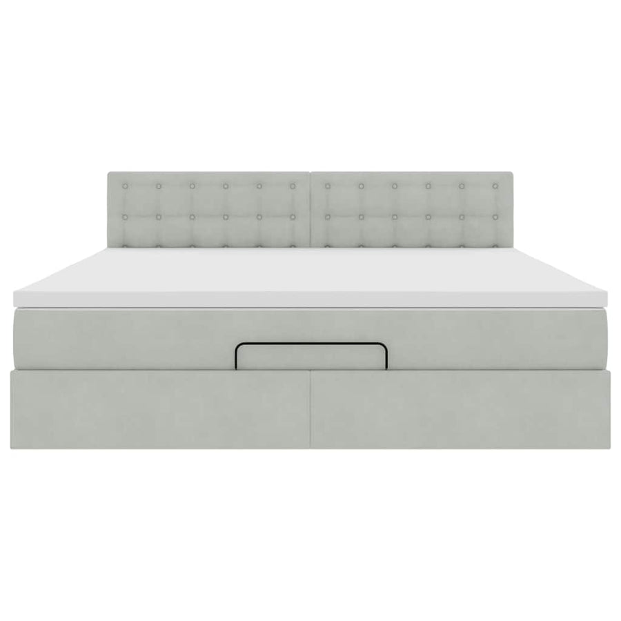 Ottoman bed met matras en LED's 160x200cm fluweel lichtgrijs