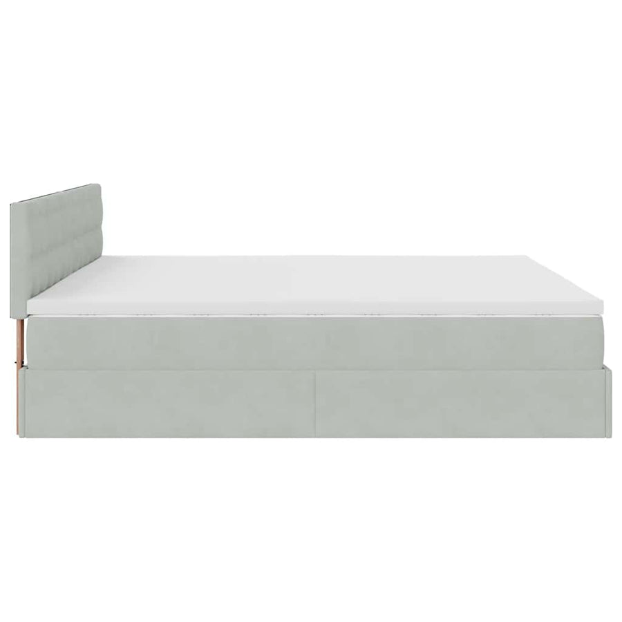Ottoman bed met matras en LED's 160x200cm fluweel lichtgrijs