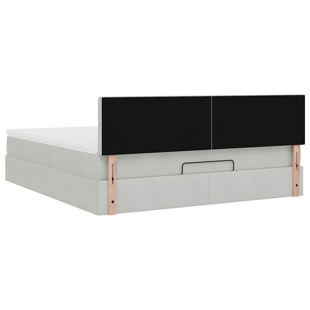 Ottoman bed met matras en LED's 160x200cm fluweel lichtgrijs