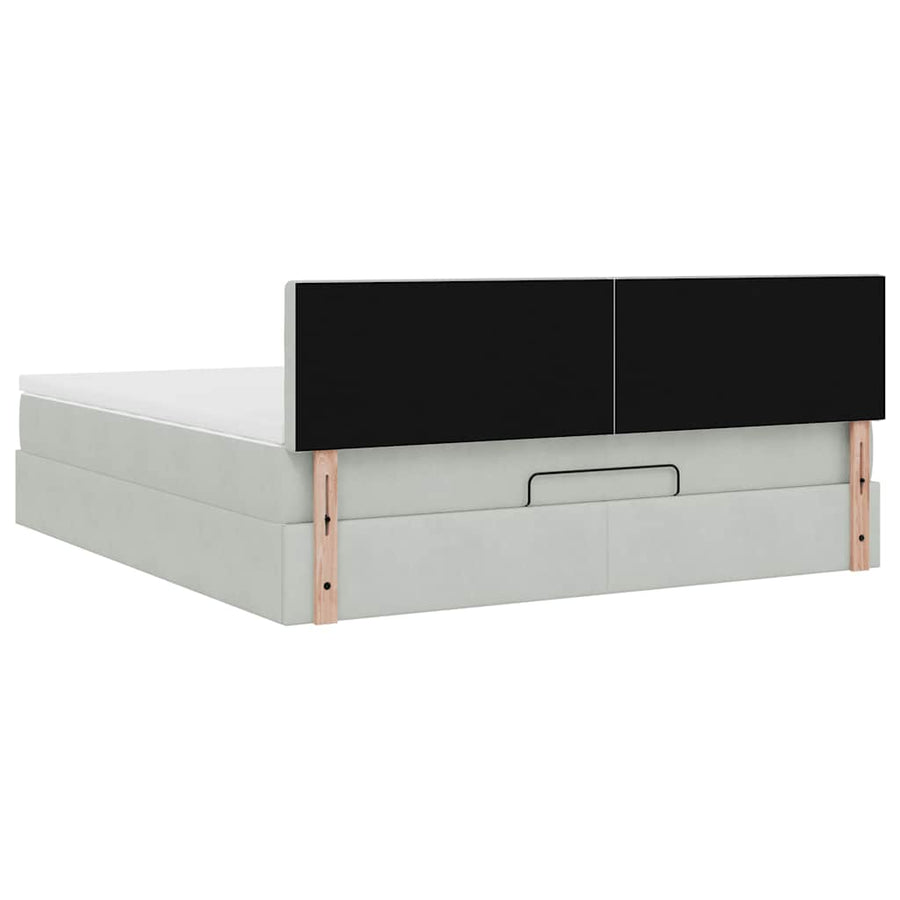 Ottoman bed met matras en LED's 160x200cm fluweel lichtgrijs