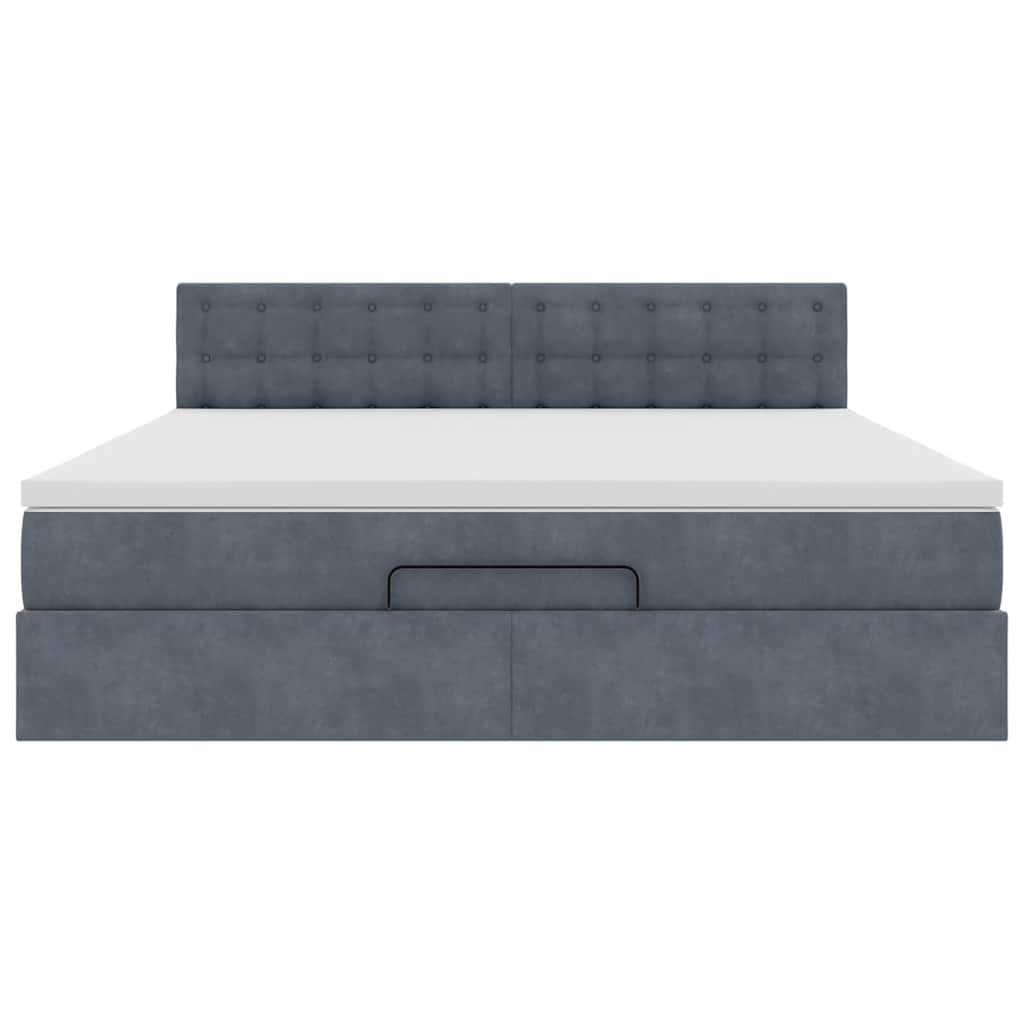 Ottoman Bed Met Matras En Led's 160X200Cm Fluweel 160 x 200 cm Donkergrijs