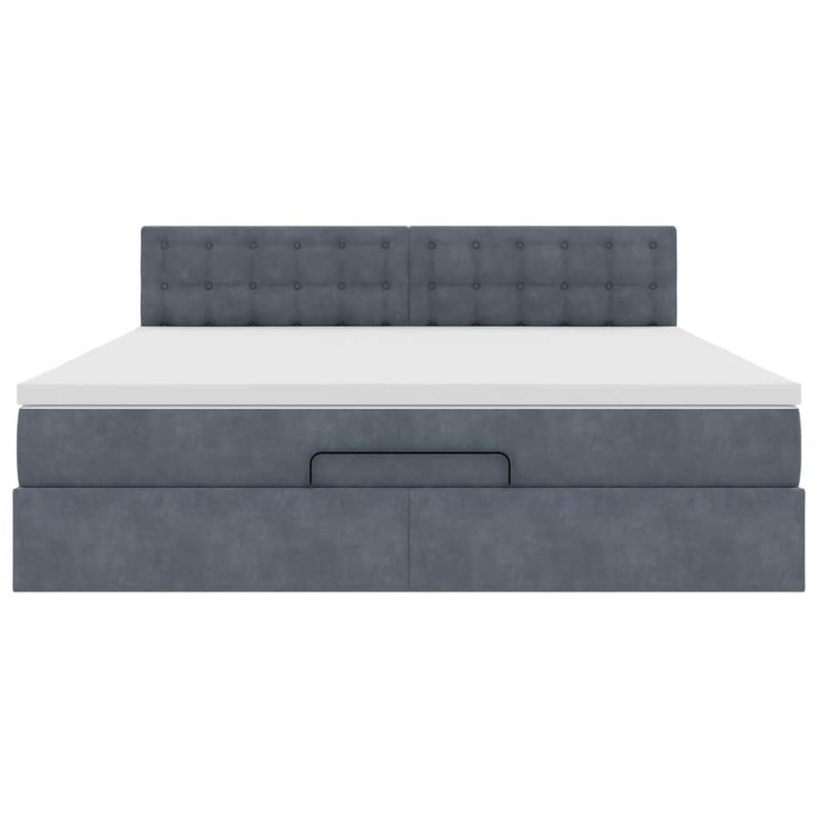 Ottoman Bed Met Matras En Led's 160X200Cm Fluweel 160 x 200 cm Donkergrijs