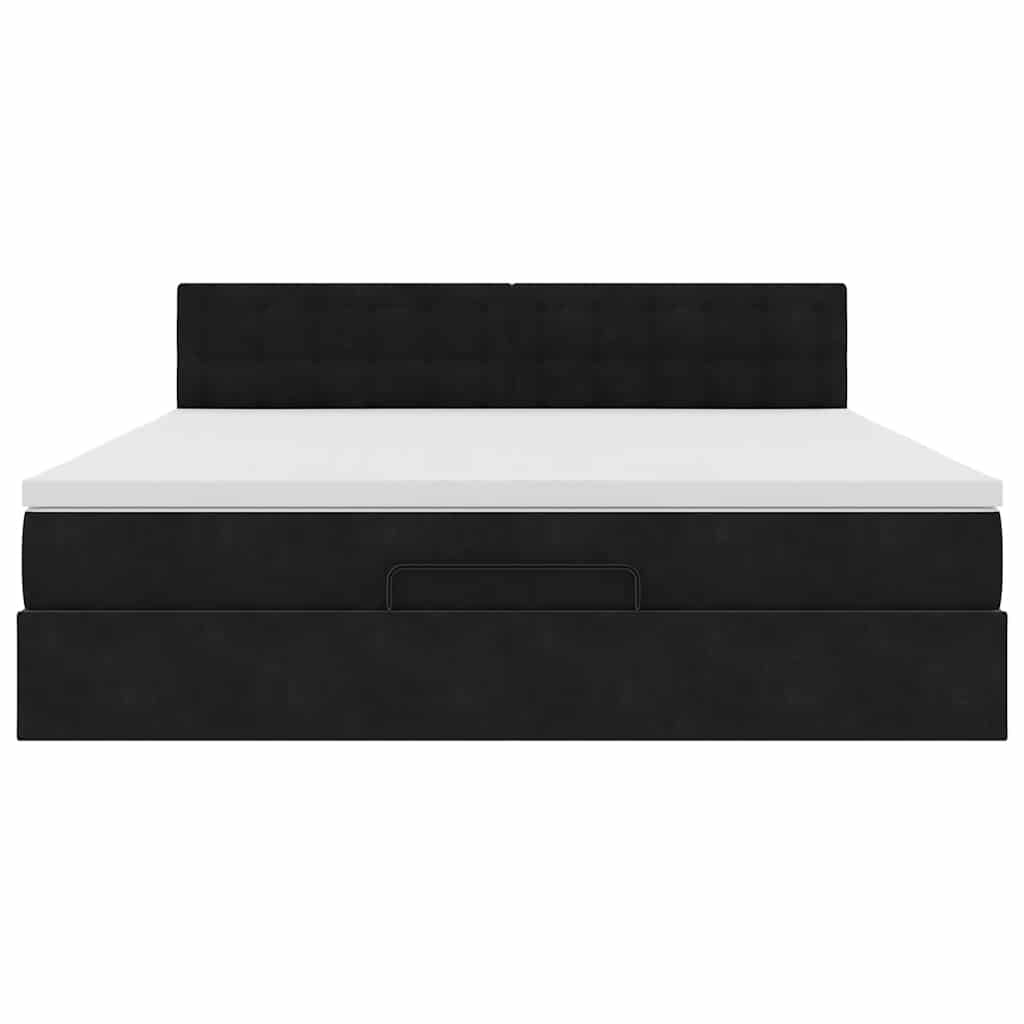 Ottoman bed met matras en LED's 160x200cm fluweel zwart