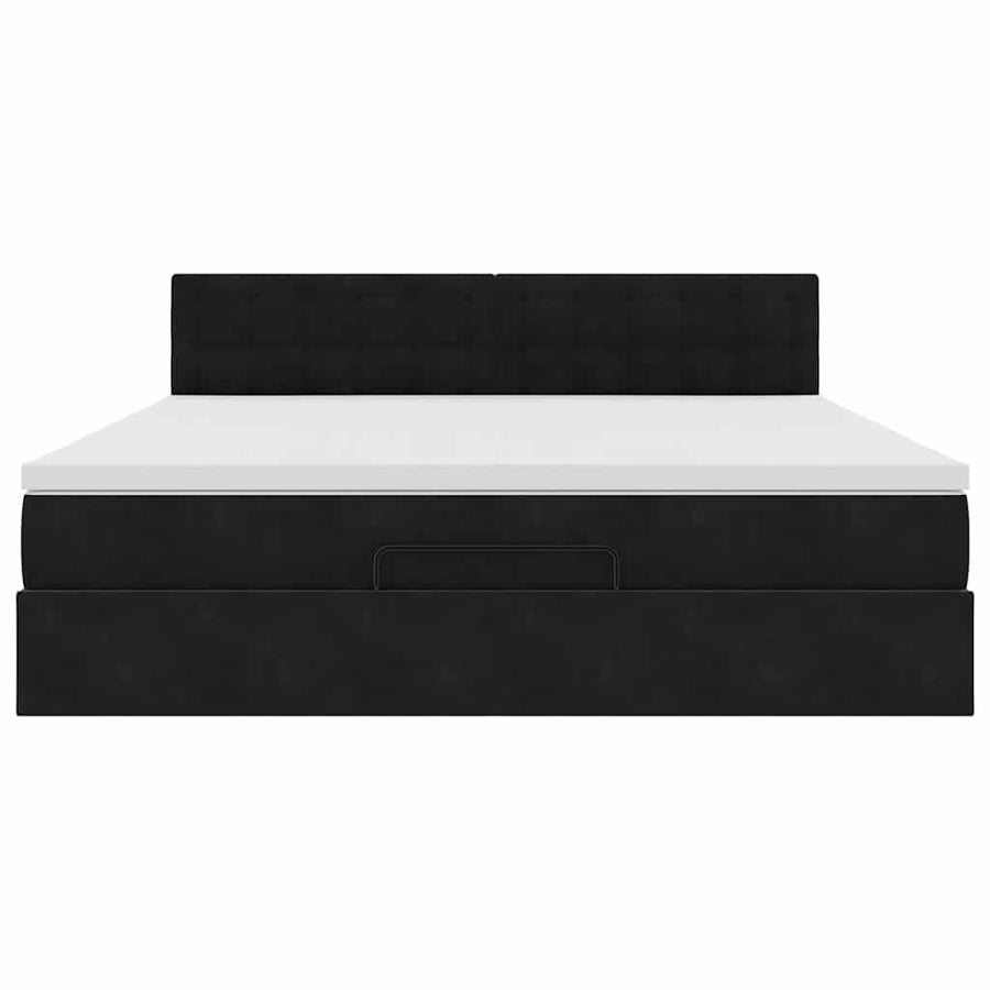 Ottoman bed met matras en LED's 160x200cm fluweel zwart