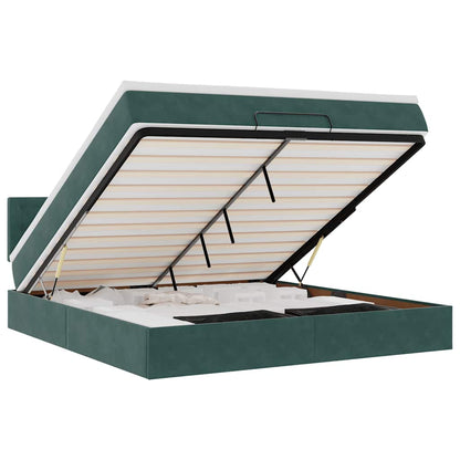 Ottoman Bed Met Matras En Led's 160X200Cm Fluweel 160 x 200 cm Donkergroen