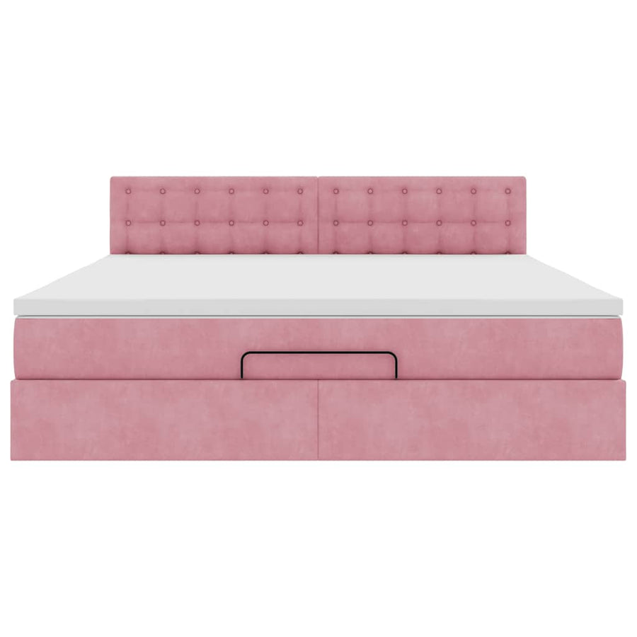 Ottoman bed met matras en LED's 160x200cm fluweel roze