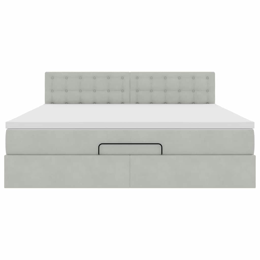 Ottoman bed met matras en LED's 180x200cm fluweel lichtgrijs