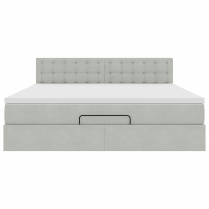 Ottoman bed met matras en LED's 180x200cm fluweel lichtgrijs