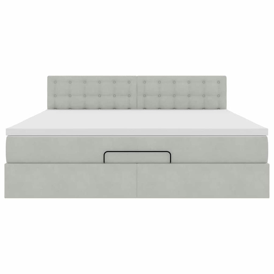 Ottoman bed met matras en LED's 180x200cm fluweel lichtgrijs