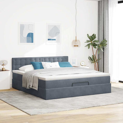 Ottoman bed met matras en LED's 180x200cm fluweel donkergrijs