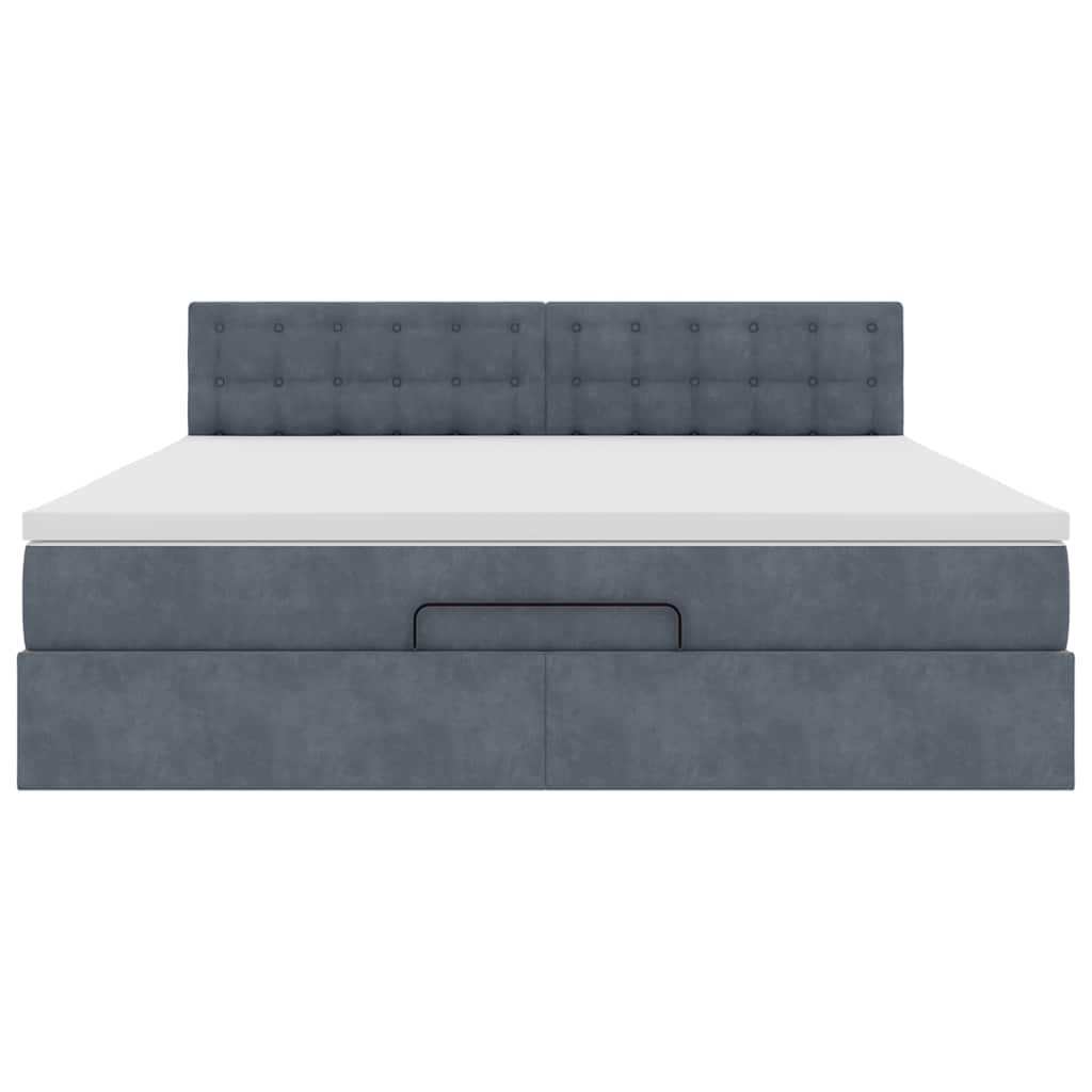 Ottoman bed met matras en LED's 180x200cm fluweel donkergrijs