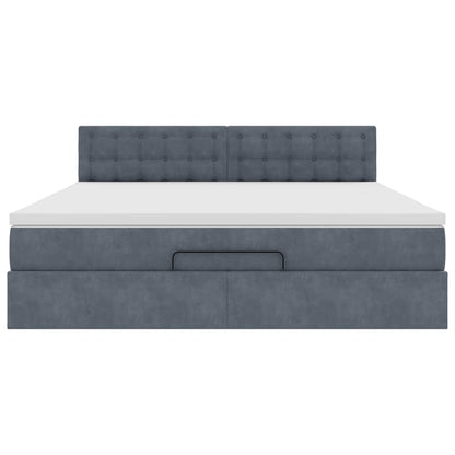 Ottoman bed met matras en LED's 180x200cm fluweel donkergrijs