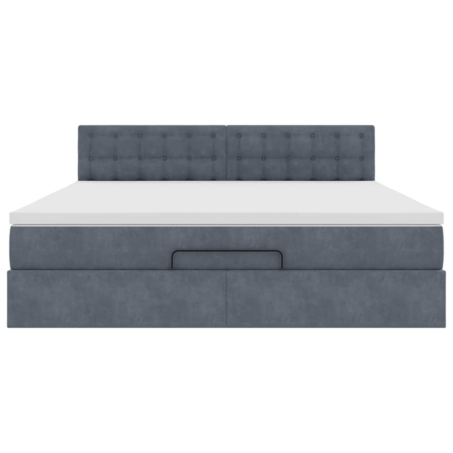 Ottoman bed met matras en LED's 180x200cm fluweel donkergrijs