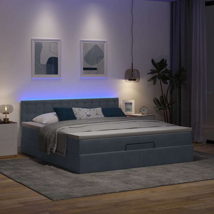 Ottoman bed met matras en LED's 180x200cm fluweel donkergrijs