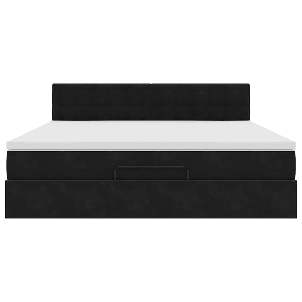 Ottoman bed met matras en LED's 180x200cm fluweel zwart