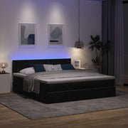 Ottomaans bed 180x200 cm fluweel zwart met matras en LED