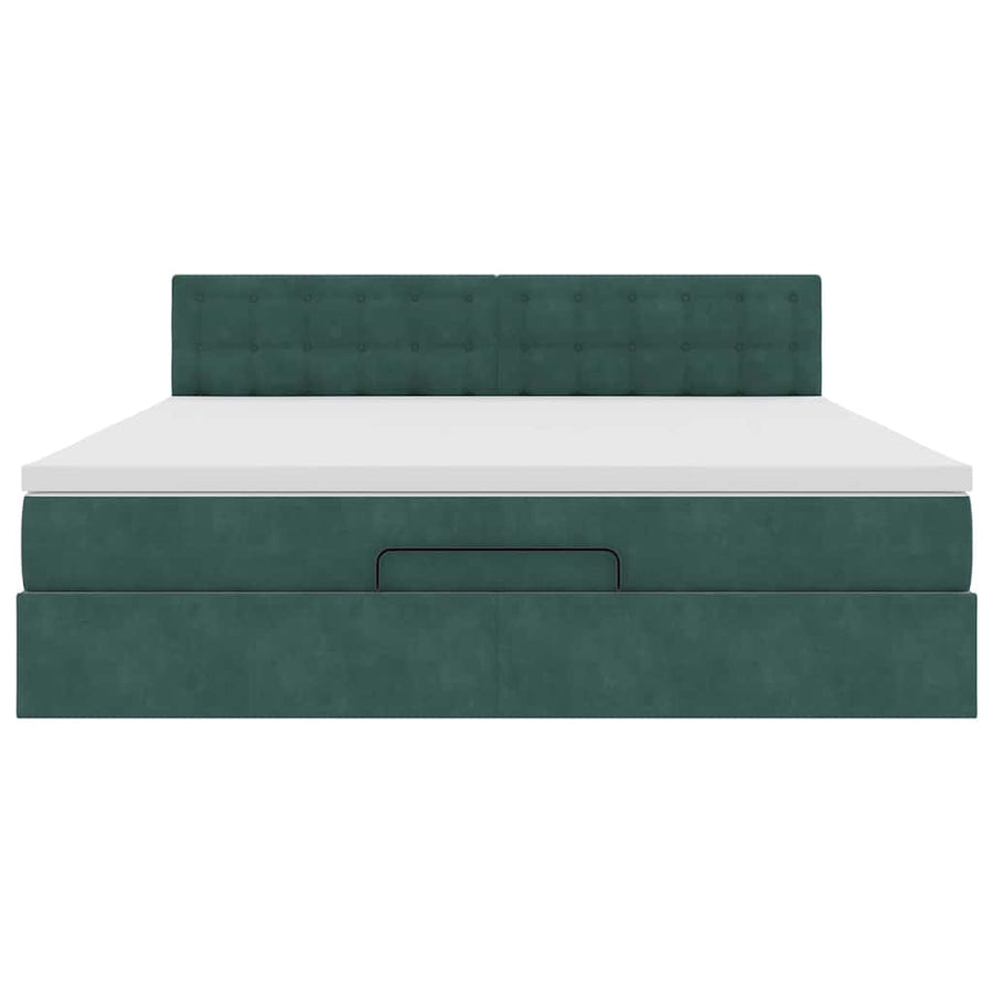 Ottoman bed met matras en LED's 180x200 cm fluweel donkergroen
