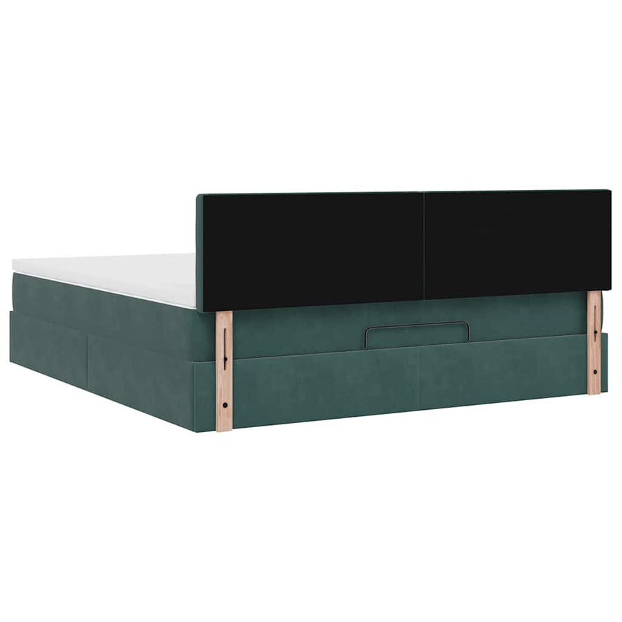 Ottoman bed met matras en LED's 180x200 cm fluweel donkergroen