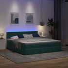 Ottoman bed with mattress and LEDs 180x200 cm velvet dark green
