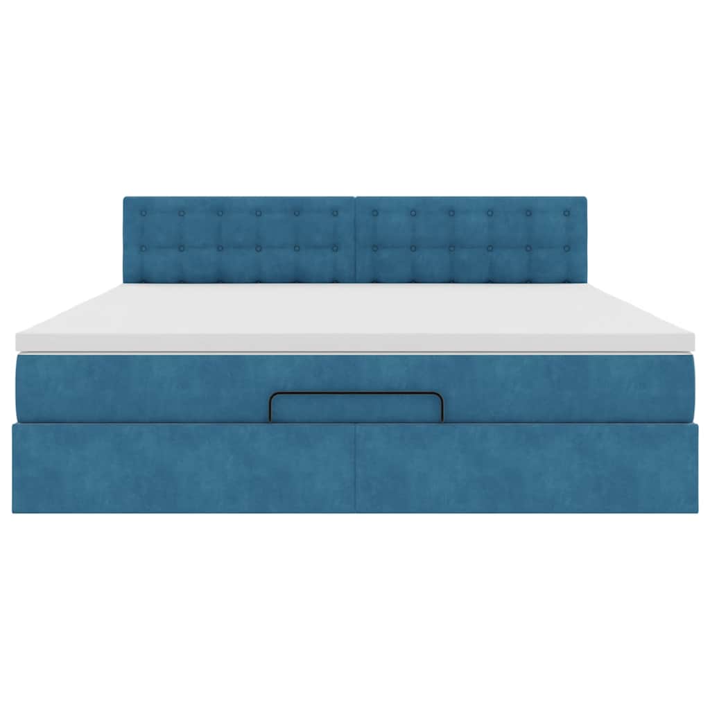 Ottoman bed met matras en LED's 180x200 cm fluweel donkerblauw