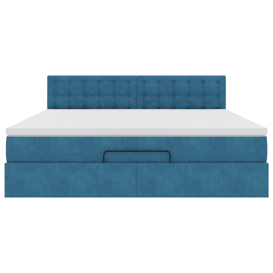 Ottoman bed met matras en LED's 180x200 cm fluweel donkerblauw